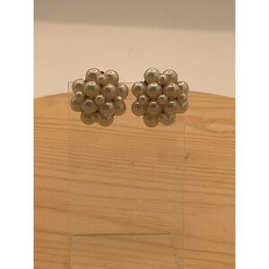 Vintage Pearl Cluster Hong Kong Mid Century Clip On Earrings